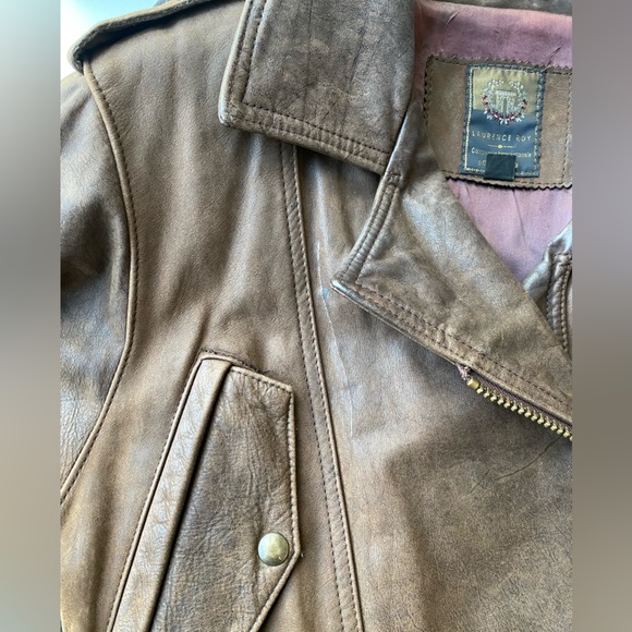 Vintage Laurence Roy brown belted leather jacket size S - Picture 7 of 16